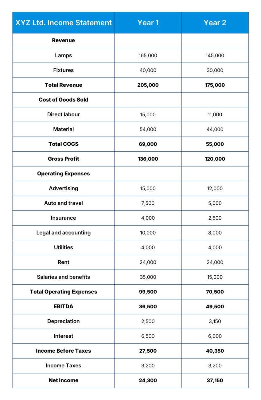 Income Statement Example